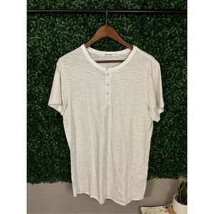 Marine Layer Basic Button Gray Striped Tee Sz Medium NWOT